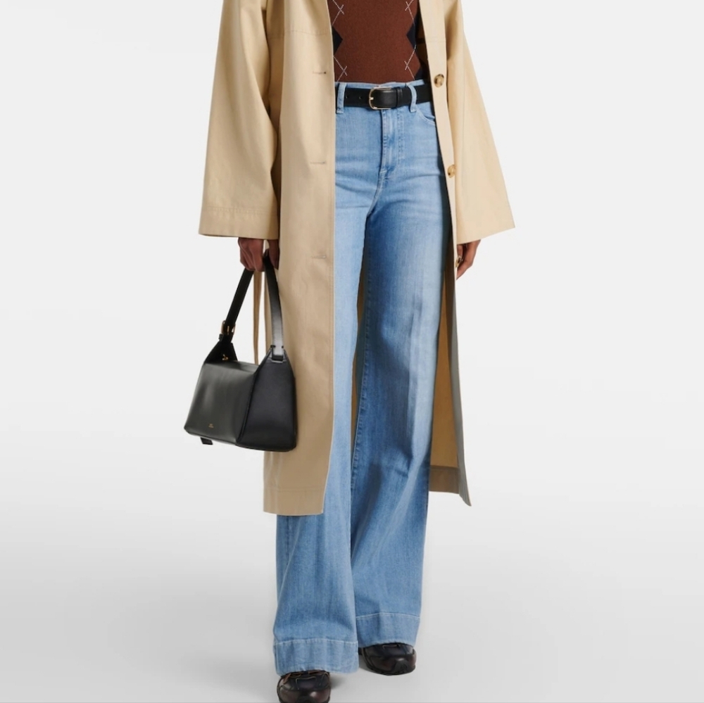 7 For All Mankind Light Blue High-rise Wide Leg Jeans Size 30